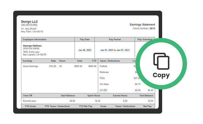 Create a copy of paystubs