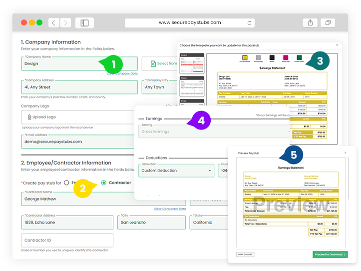 How can I create a pay stub for 1099 independent contractors