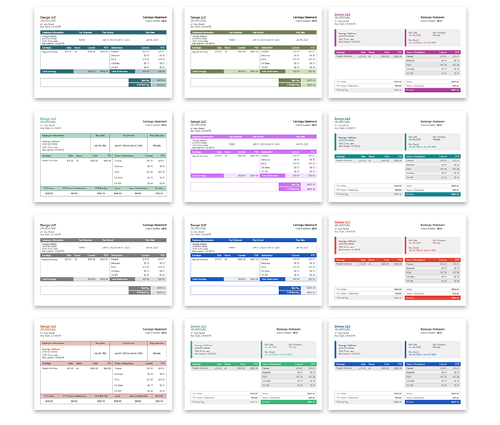 Create Up to 12 Pay Stubs at Once