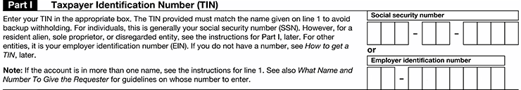 Form W9: taxpayer identification number img
